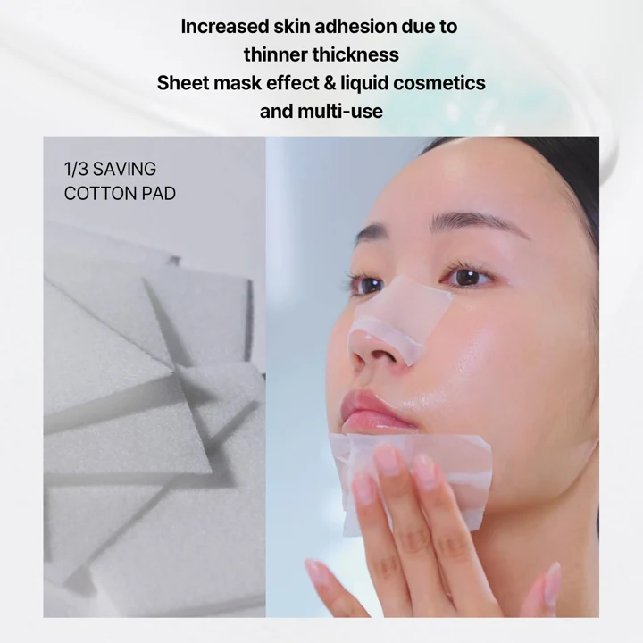 1/3 Saving Cotton Pad: A thin layer for liquid skincare